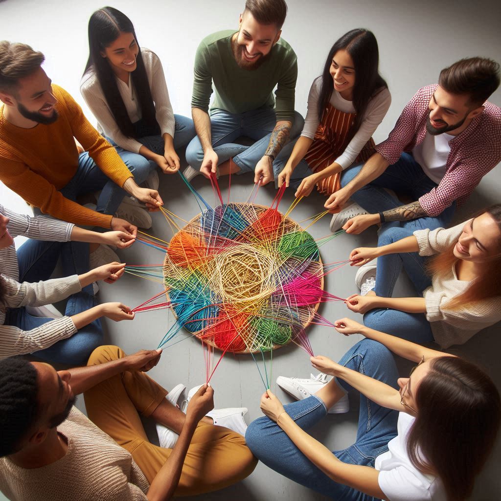 gens qui tissent une toile dénergie positive